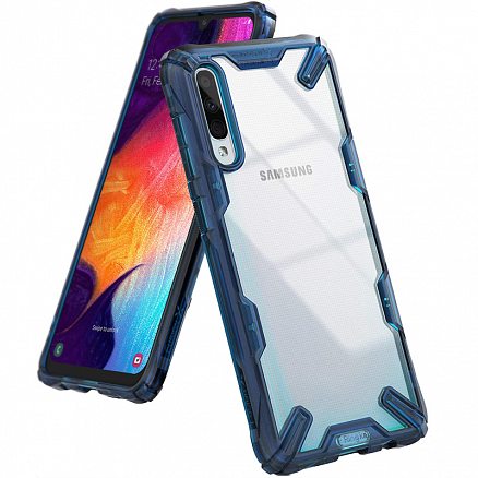 Чехол для Samsung Galaxy A30s, A50, A50s гибридный Ringke Fusion X синий