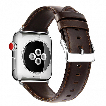 Ремешок-браслет для Apple Watch 42 и 44 мм из натуральной кожи Nova Luxury-2 темно-коричневый