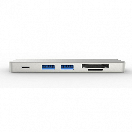 Хаб (разветвитель) Dual Type-C 5-в-1 для MacBook Pro WiWU T8 Lite серебристый