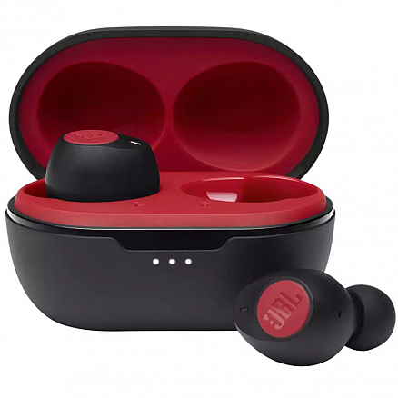 Наушники беспроводные Bluetooth JBL Tune 115 TWS вакуумные с микрофоном черно-красные