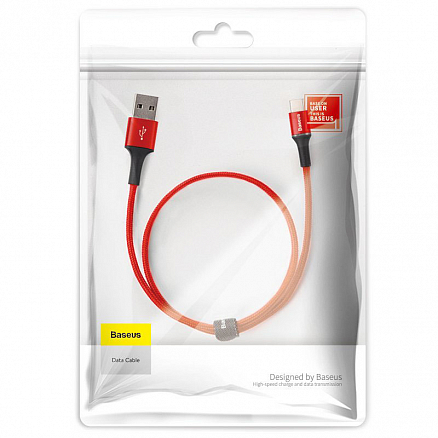 Кабель Type-C - USB 2.0 для зарядки 0,5 м 3А плетеный Baseus Halo (быстрая зарядка QC 3.0) красный