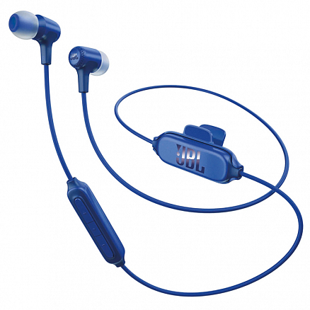 Наушники беспроводные Bluetooth JBL E25BT вакуумные с микрофоном и пультом синие