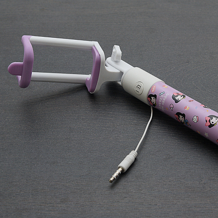 Монопод (палка для селфи) в разъем для наушников с кнопкой ISA Sweet фиолетовый
