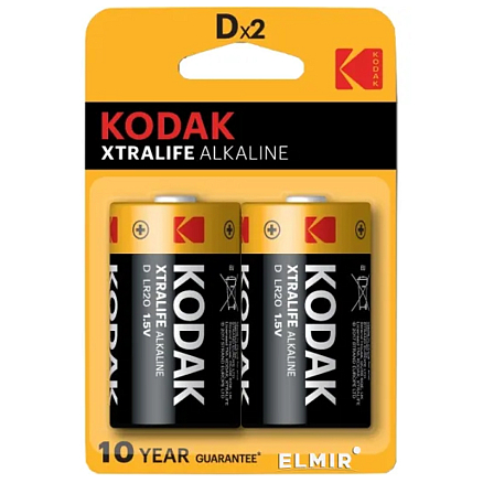 Батарейка LR20 Alkaline (бочка большая D) Kodak Xtralife упаковка 2 шт.