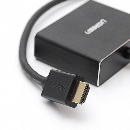 Переходник (преобразователь) HDMI - HDMI, 3,5 мм, SPDIF Toslink (папа - мама) 50 см Ugreen 40281 с питанием MicroUSB черный