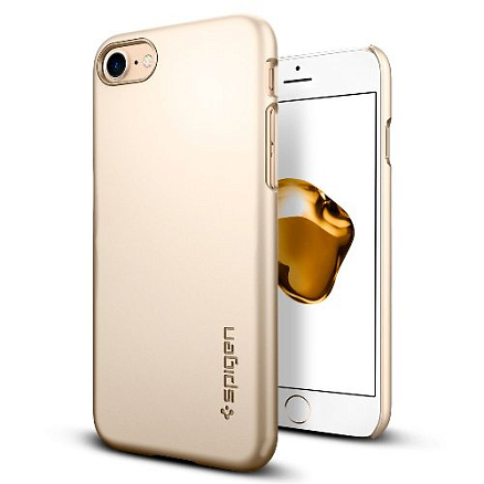 Чехол для iPhone 7 Plus, 8 Plus пластиковый тонкий Spigen SGP Thin Fit QNMP золотистый