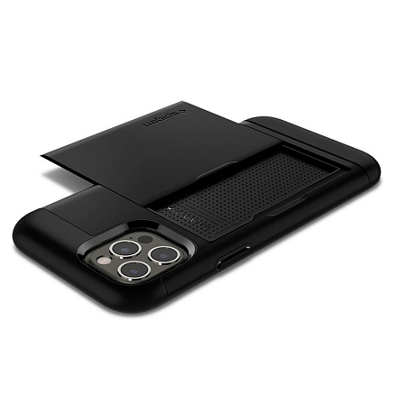 Чехол для iPhone 12, 12 Pro гибридный со слотом для карты Spigen Slim Armor CS черный