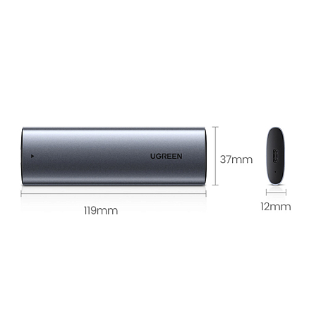 Корпус для SSD M.2 диска Type-C 3.1 Gen2 (5 Gbps) Ugreen CM400 серый
