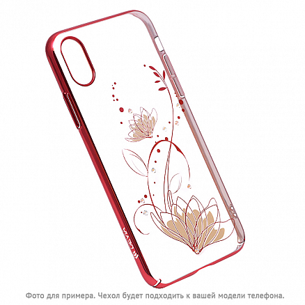 Чехол для iPhone X, XS пластиковый Devia Lotus прозрачно-красный
