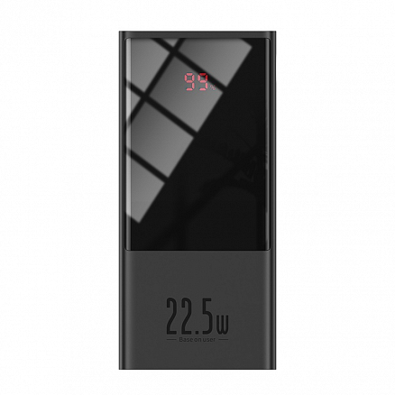 Внешний аккумулятор Baseus Super Mini Digital с дисплеем 20000мАч (USB, Type-C, ток 3А, быстрая зарядка PD, QC 3.0, 22.5Вт) черный