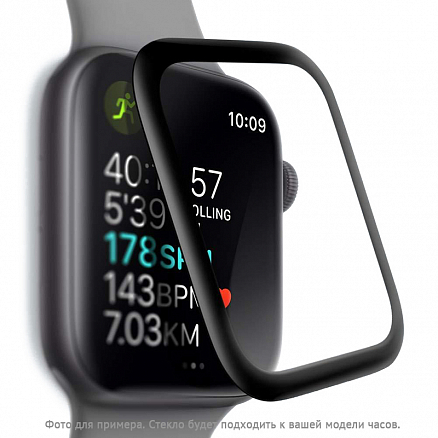 Защитное стекло для Apple Watch 38 мм на весь экран противоударное Lito-9 3D черное