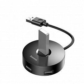 USB 3.0 HUB (разветвитель) на 1 порт USB 3.0 и 3 порта USB 2.0 25 см Baseus Round Box с питанием MicroUSB черный