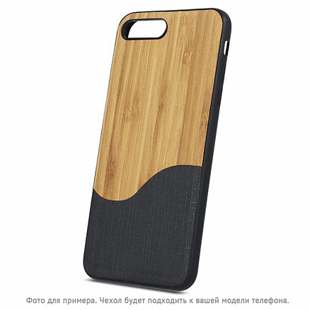 Чехол для iPhone 7 Plus, 8 Plus гибридный с натуральным деревом Beeyo Wave черный