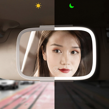 Зеркало для макияжа с подсветкой на козырек автомобиля Baseus Delicate Queen Touch-up белое