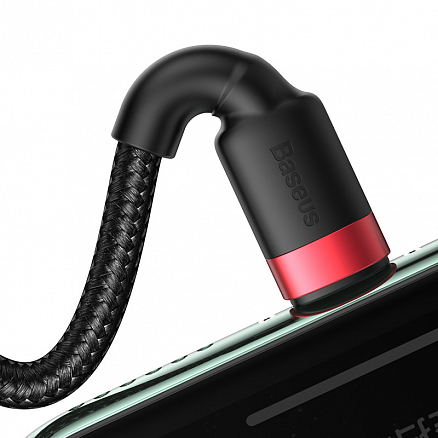 Кабель USB, Type-C - Lightning для зарядки 1,2 м 2.4А 18W плетеный Baseus Cafule (быстрая зарядка PD) черно-красный