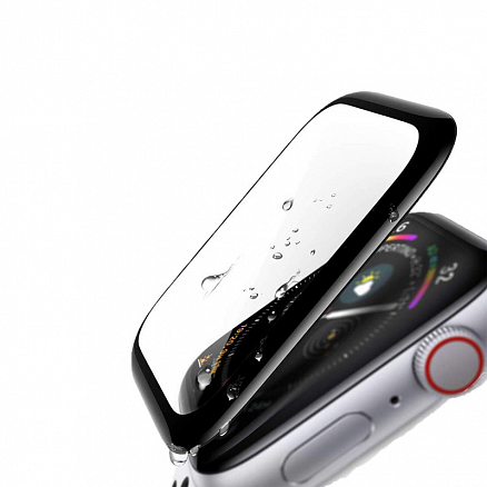 Защитное стекло для Apple Watch 44 мм на весь экран противоударное Wozinsky 3D черное