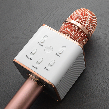 Микрофон беспроводной для караоке с динамиком и USB для флешки Forever BS-101 розовое золото