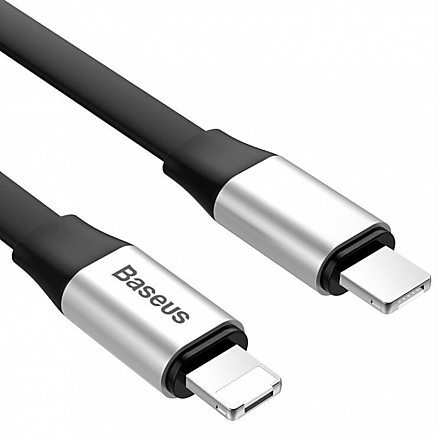 Кабель USB - MicroUSB, Lightning для зарядки 23 см 2А плоский Baseus Portable серый