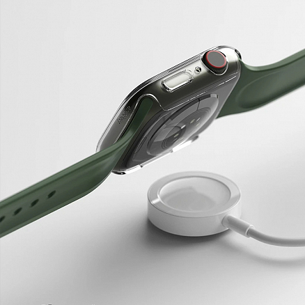 Чехол для Apple Watch 41 мм ультратонкий пластиковый Ringke Slim 2 шт. темно-зеленый матовый + прозрачный