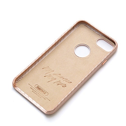Чехол для iPhone 7, 8 кожаный Remax Carbon золотистый