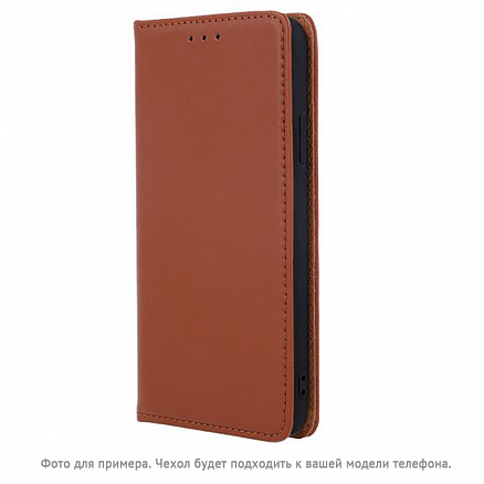 Чехол для Xiaomi Redmi 9C из натуральной кожи - книжка GreenGo Smart Pro коричневый
