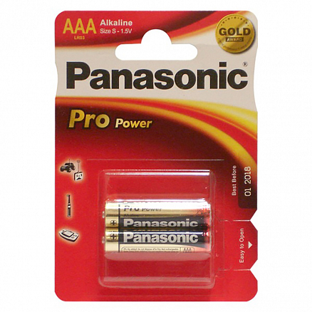 Батарейка LR03 Alkaline (пальчиковая маленькая AAA) Panasonic Pro Power упаковка 2 шт.