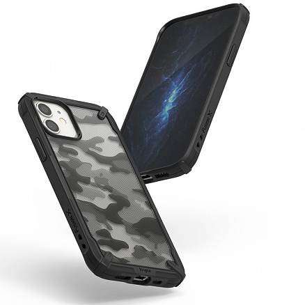 Чехол для iPhone 12 Mini гибридный Ringke Fusion X Design Camo черный