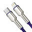 Кабель Type-C - Lightning для зарядки 1м 20W плетеный Baseus Cafule Metal (быстрая зарядка PD) фиолетовый