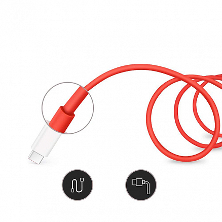 Кабель Type-C - USB для зарядки 1 м оригинальный OnePlus (быстрая зарядка Dash Charge) красный
