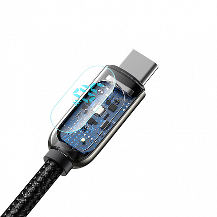Кабель Type-C - USB 2.0 для зарядки 1 м 5А с дисплеем плетеный Baseus Display (быстрая зарядка Huawei, QC) черный