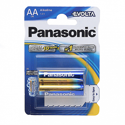 Батарейка LR6 Alkaline (пальчиковая большая AA) Panasonic Evolta упаковка 2 шт.