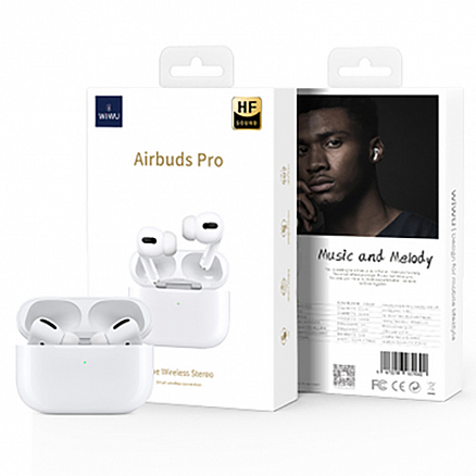 Наушники беспроводные Bluetooth WiWU Airbuds Pro ANC с активным шумоподавлением вакуумные белые