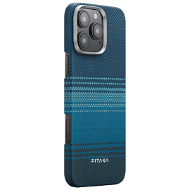 Чехол для iPhone 16 Pro Max кевларовый тонкий Pitaka MagEZ 4 Moonrise синий Чехол для iPhone 16 Pro Max кевларовый тонкий Pitaka MagEZ 4 Moonrise синий