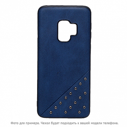 Чехол для iPhone 7 Plus, 8 Plus гибридный с кожей Beeyo Brads Type 1 темно-синий
