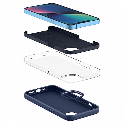 Чехол для iPhone 13 силиконовый Spigen Silicone Fit синий