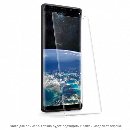 Защитное стекло для Samsung Galaxy S9 на экран противоударное Nano Liquid Great c УФ-клеем и лампой прозрачное