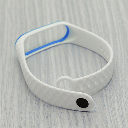 Сменный браслет для Xiaomi Mi Band 3 и Mi Band 4 силиконовый Nova Double Diamond бело-голубой