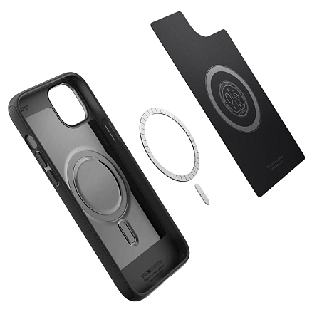 Чехол для iPhone 14 гибридный Spigen Mag Armor MagSafe матовый черный