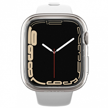 Чехол для Apple Watch 45 мм пластиковый тонкий Spigen Thin Fit прозрачный