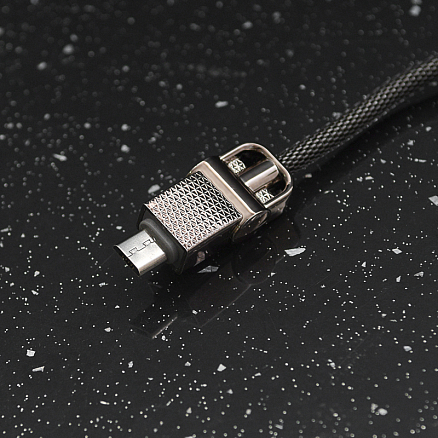 Кабель USB - MicroUSB для зарядки 1 м 2.4А плетеный металлический Joyroom JESS S-M336 (быстрая зарядка) темно-серый