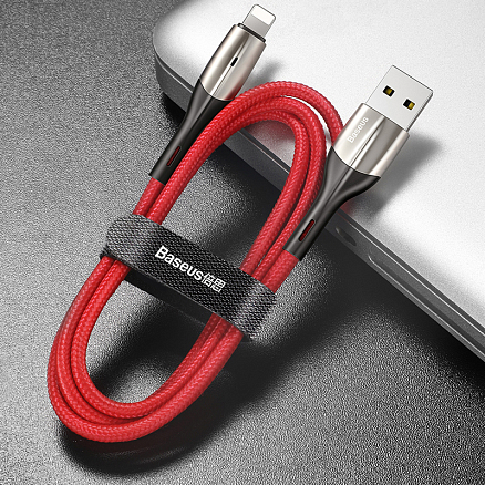 Кабель USB - Lightning для зарядки iPhone 1 м 2.4А плетеный Baseus Horizontal красный