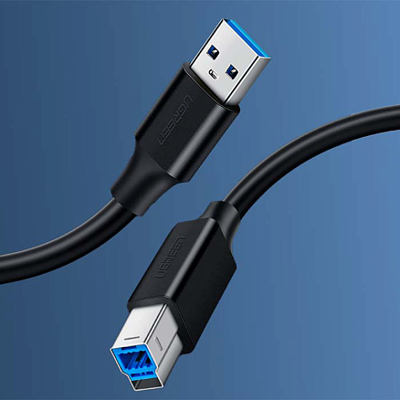 Кабель USB 3.0 - USB B для подключения принтера или сканера 2 м Ugreen US210 черный