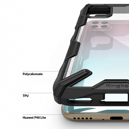 Чехол для Huawei P40 Lite гибридный Ringke Fusion X черный