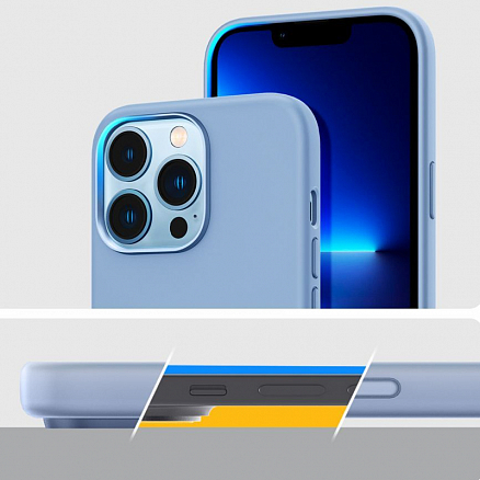 Чехол для iPhone 13 Pro Max силиконовый Spigen Silicone Fit серо-голубой