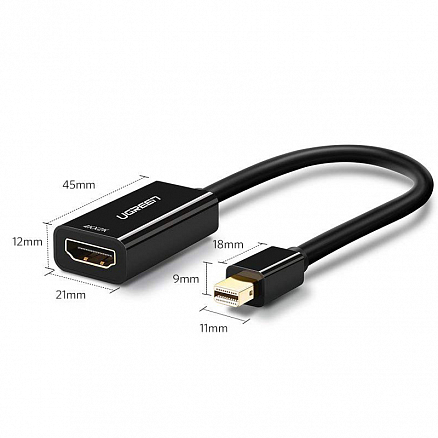 Переходник Mini DisplayPort - HDMI (папа - мама) длина 18,5 см 4K Ugreen MD112 черный