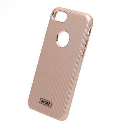 Чехол для iPhone 7, 8 кожаный Remax Carbon золотистый