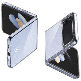Чехол для Samsung Galaxy Z Flip 4 пластиковый ультратонкий с блестками Spigen Air Skin прозрачный