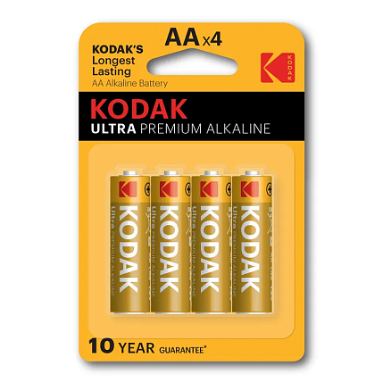 Батарейка LR6 Alkaline (пальчиковая большая AA) Kodak Ultra Premium упаковка 4 шт.