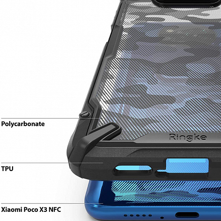 Чехол для Xiaomi Poco X3, X3 Pro гибридный Ringke Fusion X Design Camo черный