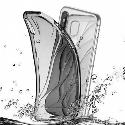 Чехол для iPhone X, XS гелевый ультратонкий Baseus Water прозрачный черный